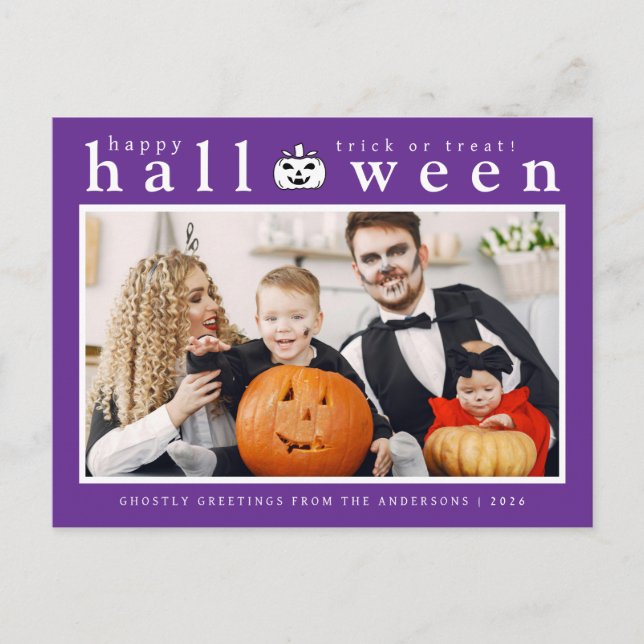 Cartes Pour Fêtes Annuelles Éffrayant Jack-o'lanterne Happy Halloween 1 Photo (Devant)