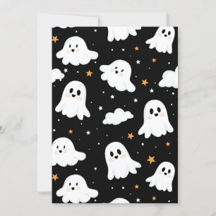 Cartes Pour Fêtes Annuelles Éffrayant mignon Halloween Ghost Nuageux Star Sky