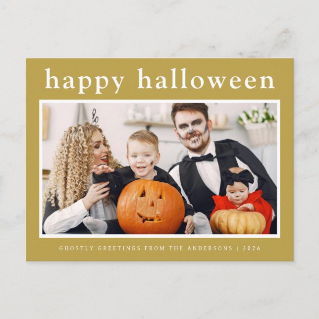 Cartes Pour Fêtes Annuelles Éffrayant minimal Halloween Famille 1 photo (Devant)