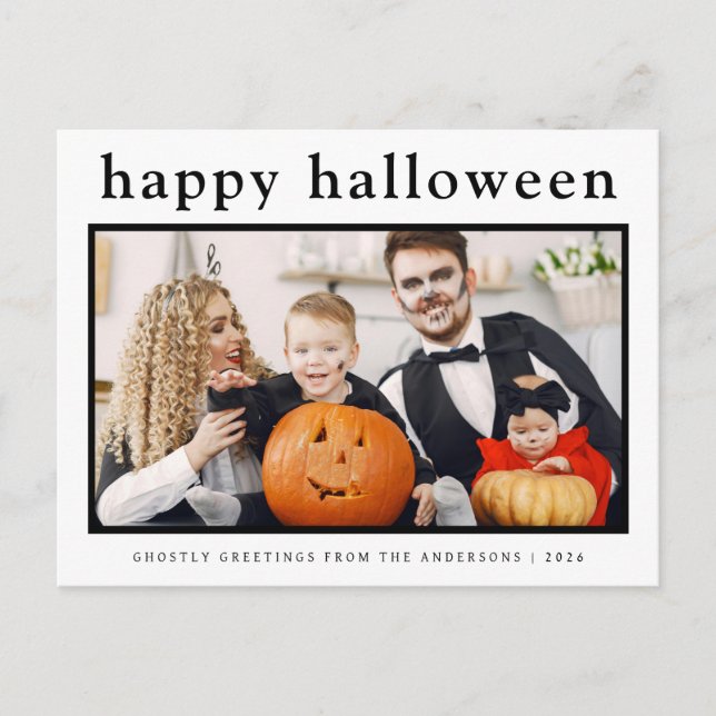 Cartes Pour Fêtes Annuelles Éffrayant minimal Halloween Famille 1 photo (Devant)