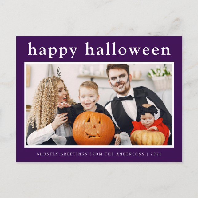 Cartes Pour Fêtes Annuelles Éffrayant minimal Halloween Famille 1 photo (Devant)