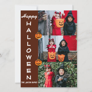 Cartes Pour Fêtes Annuelles Éffrayant moderne Halloween Famille Trois Photo Co