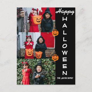 Cartes Pour Fêtes Annuelles Éffrayant moderne Halloween Famille Trois Photo Co
