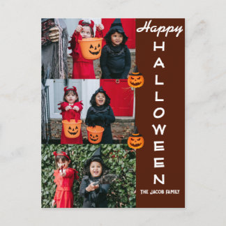 Cartes Pour Fêtes Annuelles Éffrayant moderne Halloween Famille Trois Photo Co