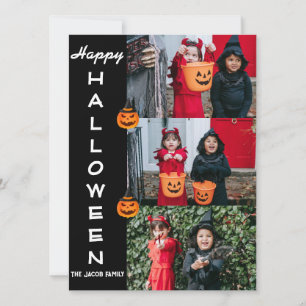 Cartes Pour Fêtes Annuelles Éffrayant moderne Halloween Famille Trois Photo Co