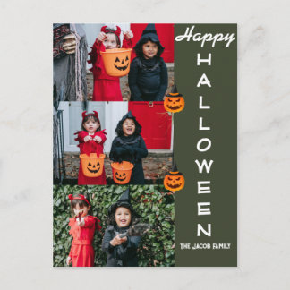 Cartes Pour Fêtes Annuelles Éffrayant moderne Halloween Famille Trois Photo Co