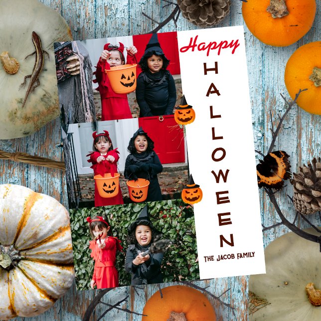 Cartes Pour Fêtes Annuelles Éffrayant moderne Halloween Famille Trois Photo Co (Créateur téléchargé)