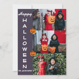 Cartes Pour Fêtes Annuelles Éffrayant moderne Halloween Famille Trois Photo Co