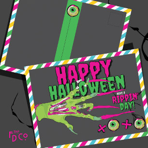 Cartes Pour Fêtes Annuelles Effrayant Zombie Plaisant Happy Halloween XOXO!