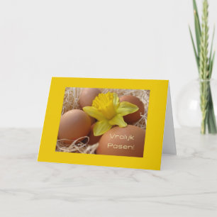 Cartes Pour Fêtes Annuelles Eggs and daffodil easter greeting- dutch