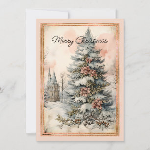 Cartes Pour Fêtes Annuelles Église de l'arbre de Noël décorée de l'extérieur v