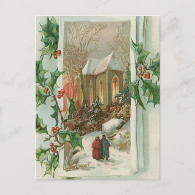 Cartes Pour Fêtes Annuelles Eglise de neige de Noël (Devant)