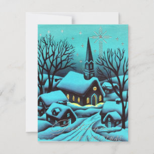 Cartes Pour Fêtes Annuelles Église De Noël Vintage La Nuit