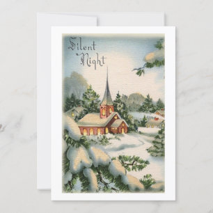 Cartes Pour Fêtes Annuelles Eglise de Noël Vintage Soirée silencieuse