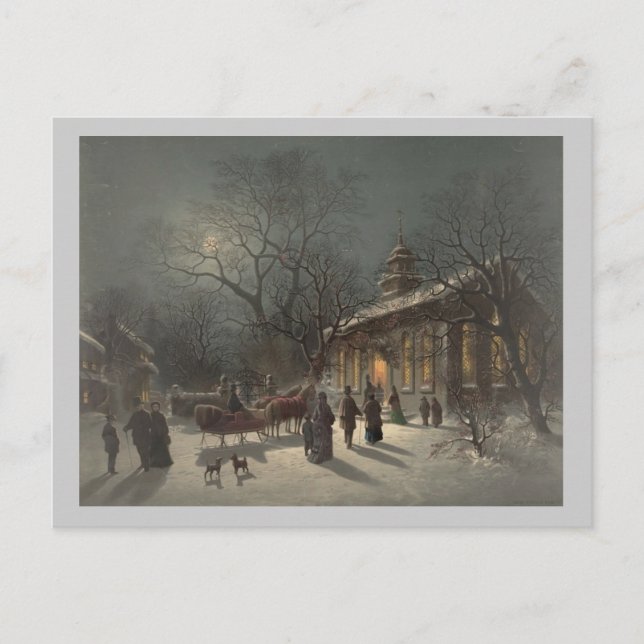 Cartes Pour Fêtes Annuelles Église le soir de Noël (Devant)