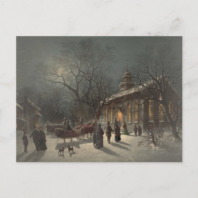 Cartes Pour Fêtes Annuelles Église le soir de Noël (Devant)