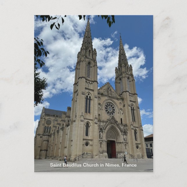 Cartes Pour Fêtes Annuelles Eglise Saint-Baudilus à Nîmes, France, sur une (Devant)