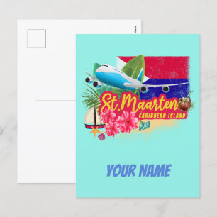 Cartes Pour Fêtes Annuelles Église Saint-Maarten Retro Caribbean Vintage Islan
