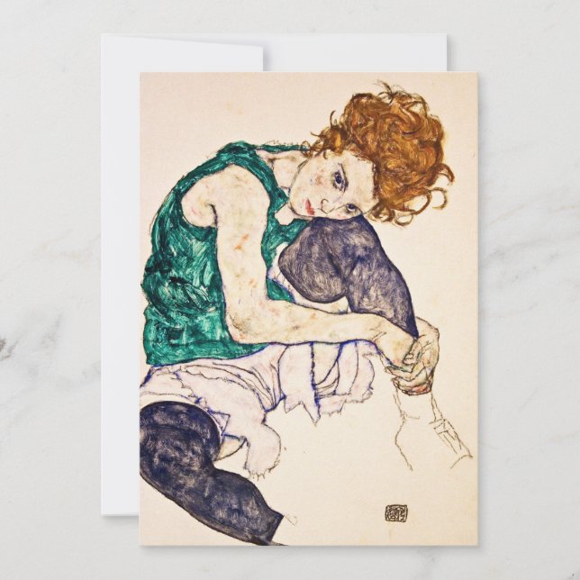 Cartes Pour Fêtes Annuelles Egon Schiele - Femme Assis Avec Jambes Tirées Vers (Devant)