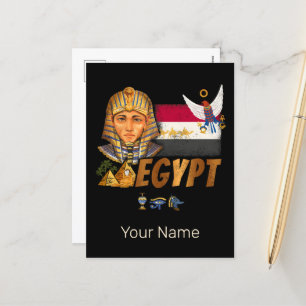 Cartes Pour Fêtes Annuelles Égypte Vintage Pharaon Drapeau Et Pyramides Souven
