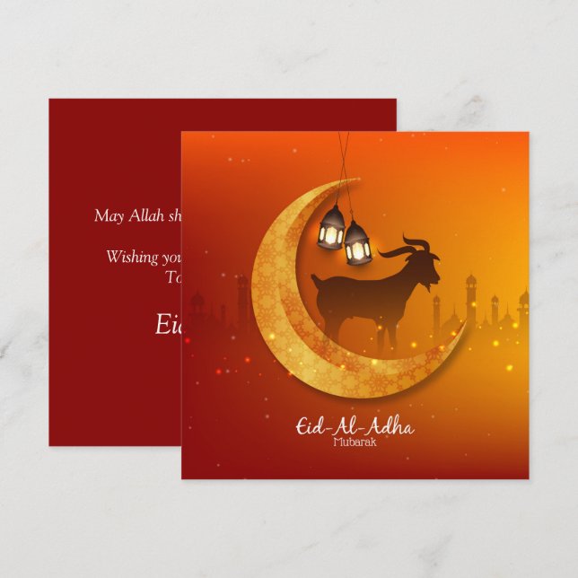 Cartes Pour Fêtes Annuelles Eid Al Adha Moubarak à tous les musulmans du mouto (Devant / Derrière)