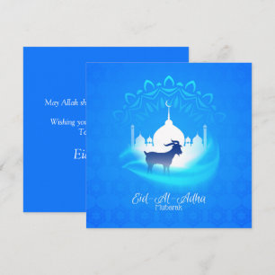 Cartes Pour Fêtes Annuelles Eid Al Adha Moubarak Chèvre Bleu Blanc Islamique