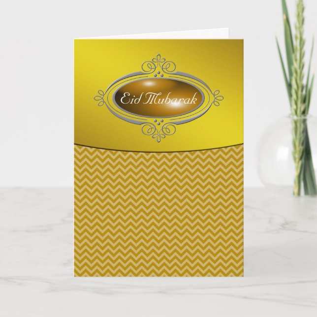Cartes Pour Fêtes Annuelles Eid Moubarak Gold Chevron (Devant)