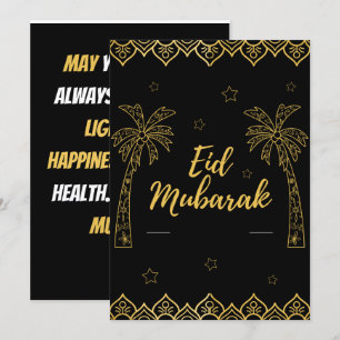 Cartes Pour Fêtes Annuelles Eid Moubarak Noir Et Or