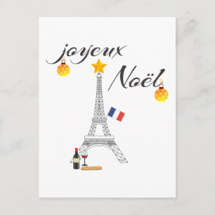Cartes Pour Fêtes Annuelles Eiffel Tower Flag of France Joyeux Noel