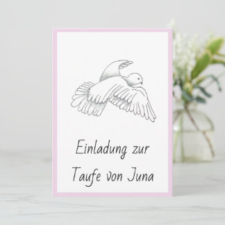 Cartes Pour Fêtes Annuelles Einladungskarte zur Taufe mit Taubenen Mädchen