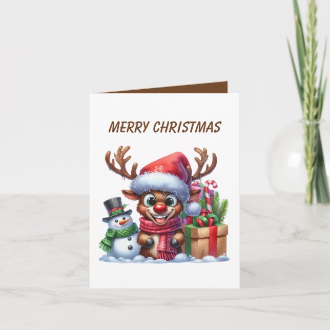 Cartes Pour Fêtes Annuelles Élan de Noël drôle ajouter un message  (Devant)