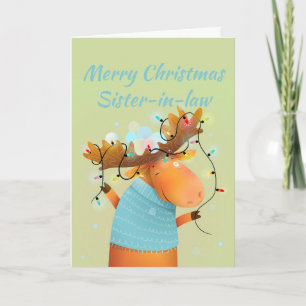 Cartes Pour Fêtes Annuelles Élan de Noël sans stress Belle-soeur animal