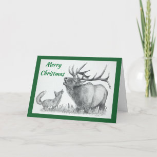 Cartes Pour Fêtes Annuelles Élan et renard de Noël