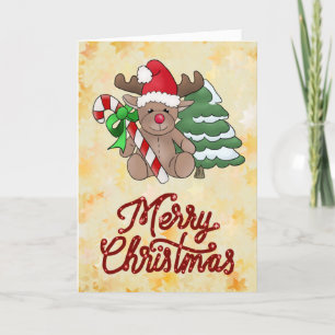 Cartes Pour Fêtes Annuelles Elch mit Zuckerstange
