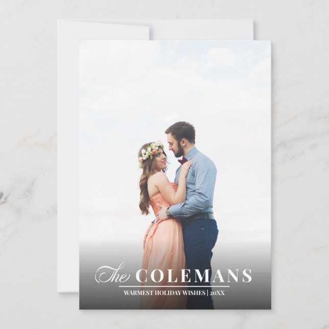 Cartes Pour Fêtes Annuelles Élégance | Bleu Nautique | Photo verticale de vaca (Devant)