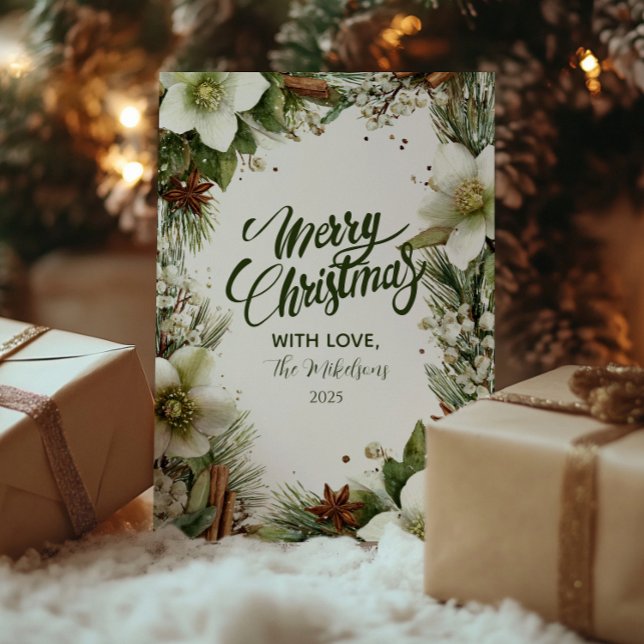 Cartes Pour Fêtes Annuelles Élégance de la verdure des pins de Noël (Créateur téléchargé)