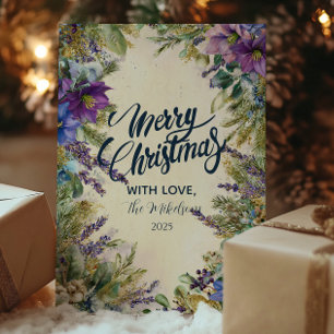Cartes Pour Fêtes Annuelles Élégance de Noël Poinsettia pourpre