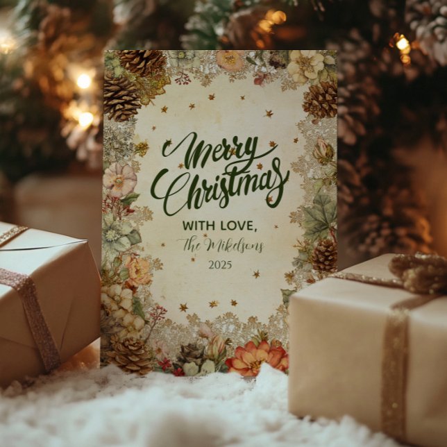 Cartes Pour Fêtes Annuelles Élégance du pin d'hiver de Noël (Créateur téléchargé)