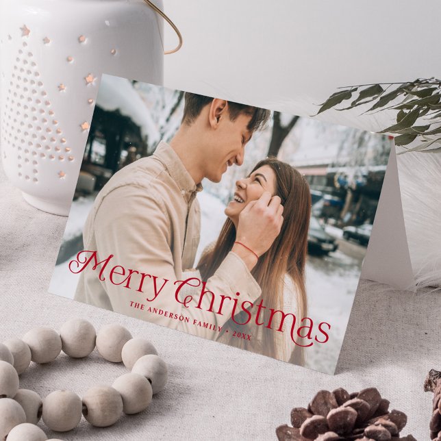 Cartes Pour Fêtes Annuelles Élégance festive Rouge Joyeux Noël Photo (Créateur téléchargé)