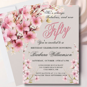 Cartes Pour Fêtes Annuelles Élégance florale rose 50ème et Fab Anniversaire Ho