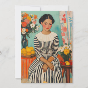 Cartes Pour Fêtes Annuelles Élégance striée avec fleurs