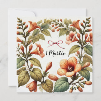 Cartes Pour Fêtes Annuelles Élégant 1 Martie Floral Message personnalisé