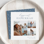 Cartes Pour Fêtes Annuelles Elegant 3 Photo Collage Happiest Hanoukka<br><div class="desc">Partagez de la joie avec ces cartes de fin de année Hanoukka modernes avec 3 de vos photos préférées (une verticale et deux petites horizontales ou orientées paysage). "Happiest Hanoukka" apparaît en haut en calligraphie lettrée à la main et en écriture serif classique. Personnalisez avec votre nom de famille et...</div>