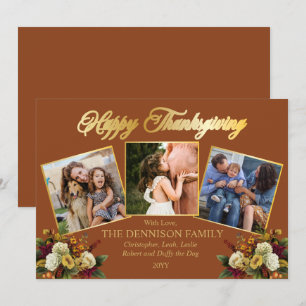 Cartes Pour Fêtes Annuelles Elégant 3 Photo Famille Bon thanksgiving Floral