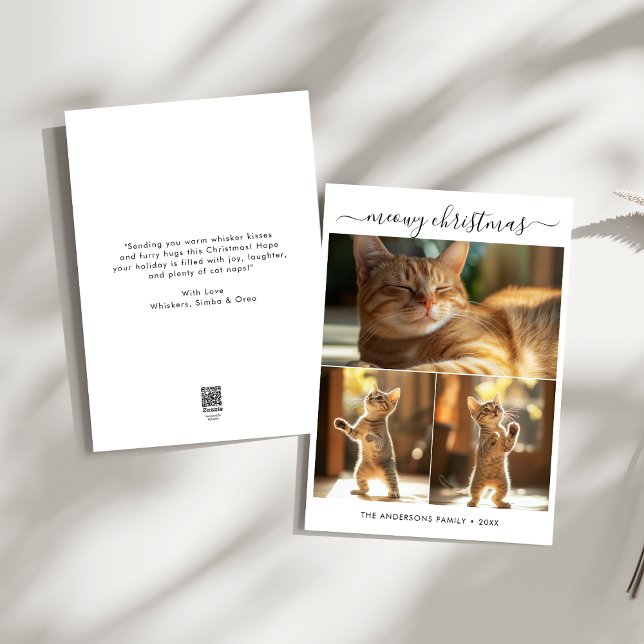 Cartes Pour Fêtes Annuelles Elégant 3 Photo Meowy Noël mignon Chat drôle (Créateur téléchargé)