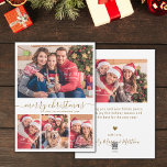 Cartes Pour Fêtes Annuelles Elégant 4 Photo Collage Gold Script Noël<br><div class="desc">Calligraphie minimaliste et élégante 4 Collage de photos "Joyeux Noël" Script Carte de Vacances Blanc et Or. Ce modèle de carte de vacances festive, simple et fantaisiste de quatre (4) photo présente un joli collage photo et dit "Joyeux Noël"! Le texte de salutation "Joyeux Noël" est écrit dans une belle...</div>