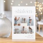 Cartes Pour Fêtes Annuelles Elégant 6 photo Collage Shalom Hanoukka<br><div class="desc">Partagez de la joie avec ces cartes de fin de année Hanoukka modernes avec 6 de vos photos préférées dans une grille de montage. "Shalom" apparaît en haut dans le lettrage connecté orné de minuscules étoiles. Personnalisez avec votre salutation de vacances, nom de famille et l'année en bas à droite....</div>