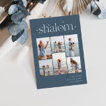 Cartes Pour Fêtes Annuelles Elégant 6 photo Collage Shalom Hanoukka<br><div class="desc">Partagez de la joie avec ces cartes de fin de année Hanoukka modernes avec 6 de vos photos préférées dans une grille de montage. "Shalom" apparaît en haut dans le lettrage connecté orné de minuscules étoiles. Personnalisez avec votre salutation de vacances, nom de famille et l'année en bas à droite....</div>