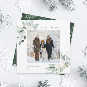 Cartes Pour Fêtes Annuelles Élégant À feuillage persistant et Fleurs de coton 