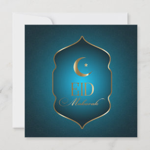 Cartes Pour Fêtes Annuelles Elegant Aïd Moubarak Croissant Star Gold Frame Ble